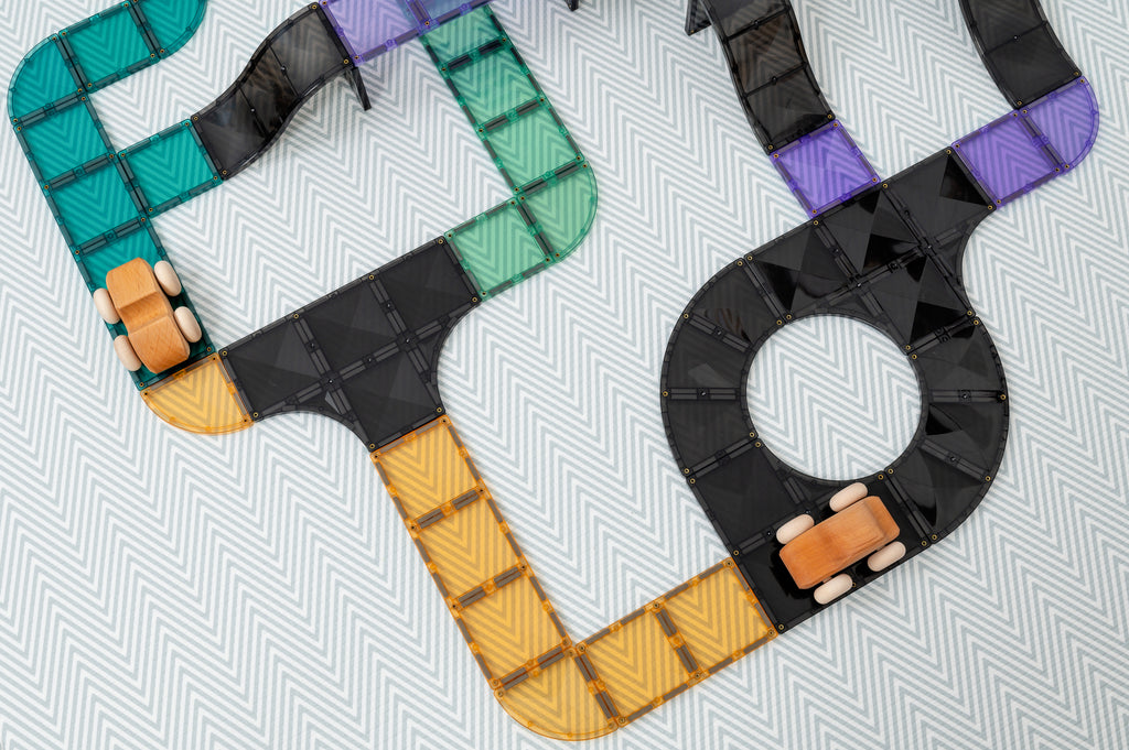 16 pc Ramps & Intersections Pack 坡道和十字路口車道磁力片積木組 – summuse