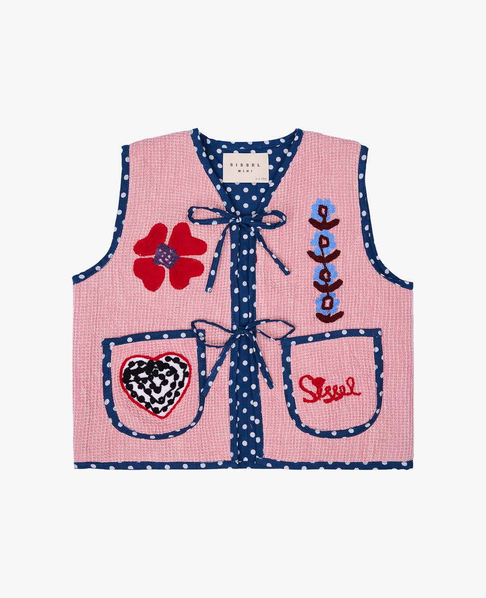 SISSEL EDELBO, Clio MINI Vest Rose 圖騰刺繡波點背心上衣3-8y – summuse