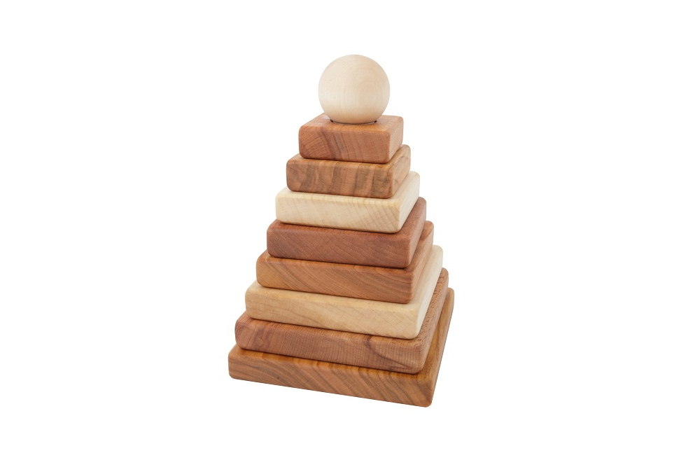 Pyramid Stacking Box Wooden Story, Stacking Pyramid - Natural 金字塔疊疊樂 自然 – summuse
