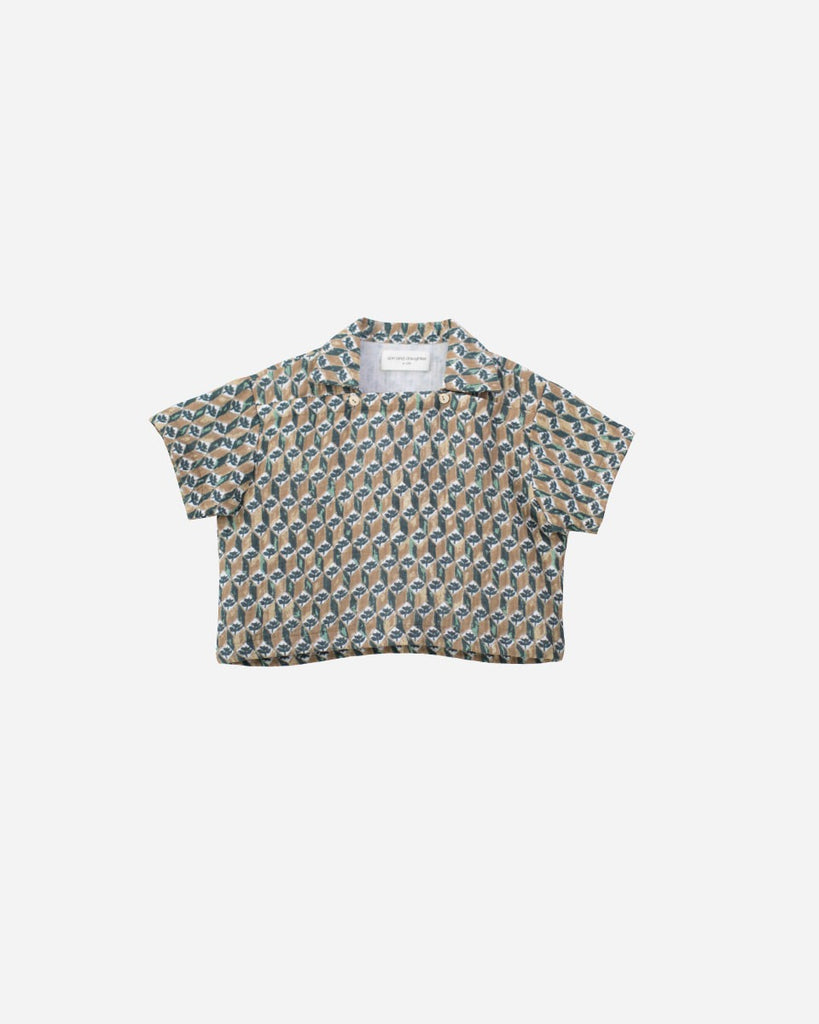預購 Son and Daughter, Obin Collar Top 獨家幾何葉翻領短袖寬鬆上衣 6m-8y – summuse
