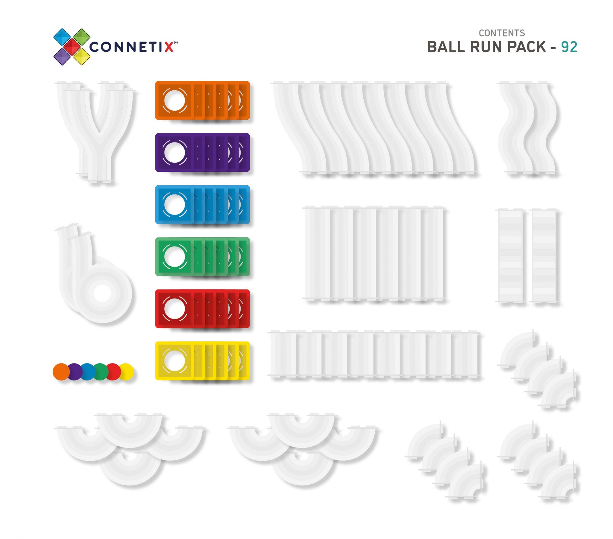 ウニボール 92 Pc Rainbow Ball Run Pack 彩虹滾滾球道磁力片積木組– summuse